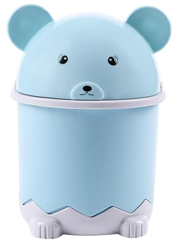 Mumusuki Poubelle de Bureau Mignonne, Mini Poubelle de Dessin animé avec Couvercle Rabattable, Petite Corbeille de Bureau pour Salles de Bains, Cuisines, Bureaux, Coiffeuse