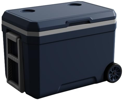 Tragbare Kühlbox Mit Rädern,Fisch Eimer,45L,48h Kalt Halten,Bequemes Tragegriff-Design,Geeignet Für Picknick,Angeln,Camping,Kommt Mit Outdoor-Frisbee (Blue)