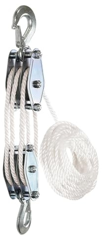 Rope Pulley System | Pulley Lifting System,Heavy-Duty 661lbs Breaking Strength Rope Hoist, Wheels Block and Tackle Pulley System for Lifting Heavy Objects