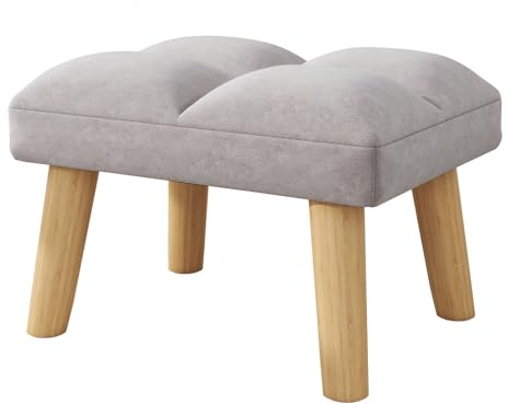 YMYNY Sgabello, Poggiapiedi, Ottomano, Moderno Imbottito Sedile Divano Sgabello poggiapiedi, Sgabello in Velluto, Poggiapiedi Divano per Soggiorno Ingresso 40×30×27CM Grigio HBD032G