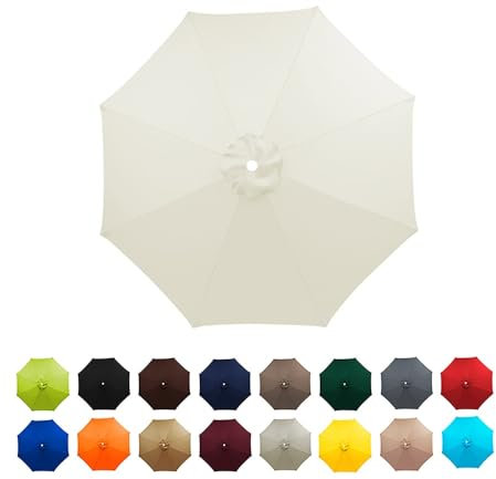 Outsunny Toldo de Repuesto para Sombrilla de Terrazas Tela de paraguas de recambio de Patio con Ventilación Superior Cubierta de Repuesto para Parasol de Poliéster para Exteriores ﻿