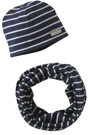 Vertbaudet Jungen-Set: Mütze & Rundschal mit Streifen Marine 152/164