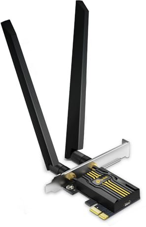 TP-Link - Tarjeta Wi-Fi 7 BE6500 PCIe WiFi para PC de Escritorio (Archer TBE400E) - Bluetooth 5.4, WPA3, tribanda 2882 Mbps, Antenas multidireccionales y Unidad USB para una instalación rápida (Solo