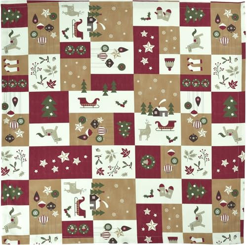 Sander - Tischdecke / Mitteldecke: Salzburg, 85 x 85cm, Winter / Weihnachts Motive Farbe: Rot/Caramel