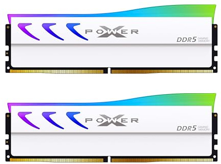 Silicon Power DDR5 64GB (2x32GB) Storm RGB 6000MT/s (PC5-48000) 288-pin CL38 1.35V UDIMM Módulo de memoria de escritorio RAM SP064GXLWU60BFDL Blanco