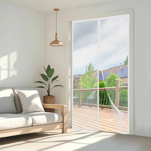 Wzlxcxxy Zanzariera Magnetica 85x230cm | Zanzariera Porta Finestra, Anti-Insetti, Chiusura Automatica – Bianco