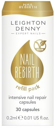 LEIGHTON DENNY Nail Rebirth Refill Pack - Intensive Nail Repair Capsules - Nail Treatment to help repair Damaged Nails - Vegan - 1 x Refill Pack - 30 capsules
