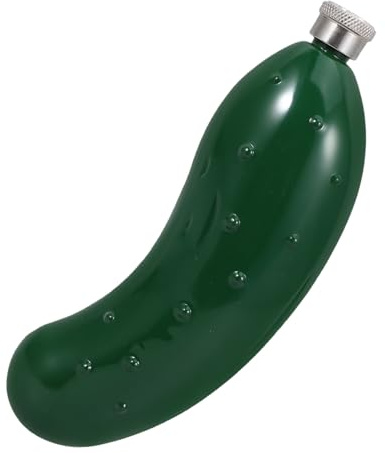 UTHCLO Edelstahl-Flachmann in Gurkenform Tragbare Trinkflasche Für Whisky Und Wasser Handgefertigt Und Poliert Für Picknick Camping Reisen 6.69X2.09X1.73in