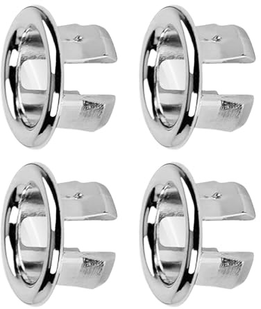 Dinghaole 4PCS Stainless Steel Sink Overflow Cover - Universal Bathtub and Kitchen Sink Overflow Ring Replacement, Suitable for Most Drainage Holes - Rust and Odor Proof