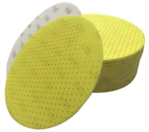 Erfu Disques Abrasifs Girafe Ø225mm Grain Jaune Perforé | Compatible Flex Girafe - Auto-adhésif - Papier Abrasif pour Ponceuse Murale et Plafond - 25 Pièces (P150)