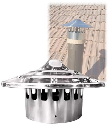 All-Weather Stainless Steel Roof Vent Cap, Outdoor Chimney Flue Protector with Screen, Flue Liner Rain Guard(60mm/2.3in)