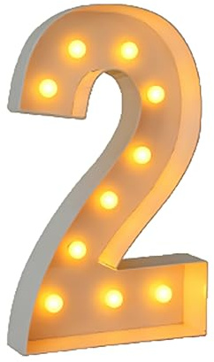 4ft Light Up Numbers 18, Large Marquee White Frame For Boys Girls Birthday Party Decorations Pre-Cut Mosaic Cardboard Giant Cut-Out Thick Foam Board(Number 2)