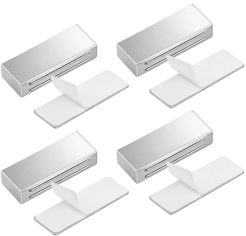 TYSM-CC 4Magneti Porta Potenti per Chiusura Magnetica Acciaio Inox Durevole | con Adesivo Forte | Pacco Completo per Ante di Cucina e Mobili | Facile Installazione Senza Fori ( 65,8 × 25 × 13,4 mm)