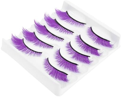 DECOMELODY 5 Pairs Colored Wispy Artificial Eyelashes Pack Natural Look Volume Eyelash Extensions for Halloween Party Cosplay Reusable False Lash Strips with Vibrant Style
