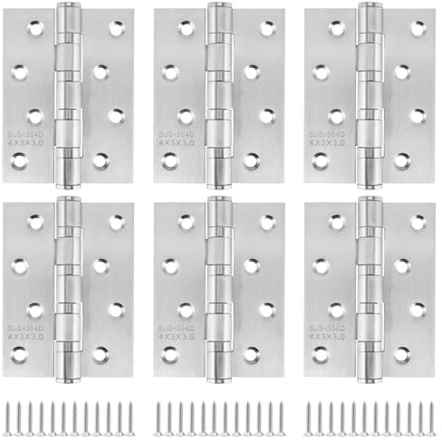 6 Pack Door Hinges 4 inch, Heavy Duty Stainless Steel Hinges Ball Bearing