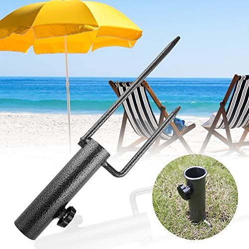 Dioche Porta Ombrellone da Spiaggia con Ancoraggio per Ombrellone da 1,5 - Base per in Acciaio Inossidabile Resistente, Design Compatto da 15 per Spiaggia, Picnic e Uso all'aperto - Riempibile