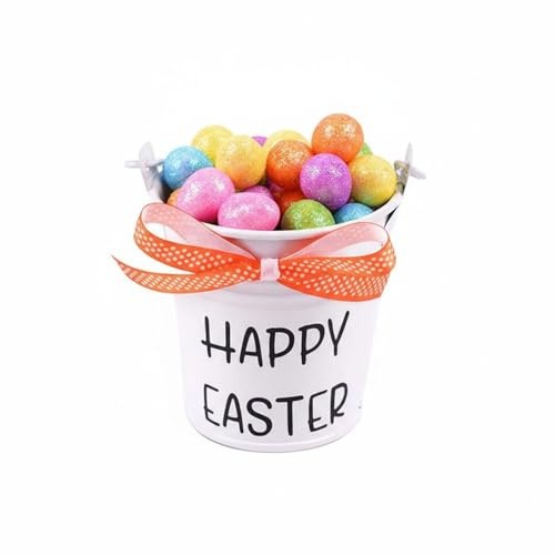 Baoblaze Secchiello per uova di Pasqua, leggero, versatile, con cestino per la raccolta delle uova di Pasqua, per bomboniere di feste, Fiocco a Pois Arancioni