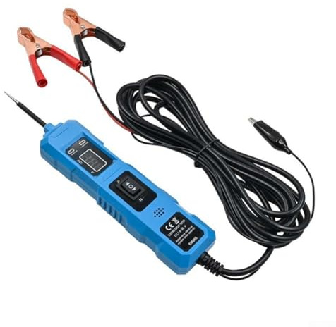 Gdfnmogo Bolígrafo de voltaje para comprobador de circuito automotriz de 6 V a 24 V para diagnósticos eléctricos de coche, remolque, motocicleta y barco, mango ABS, sonda de acero al carbono cromado