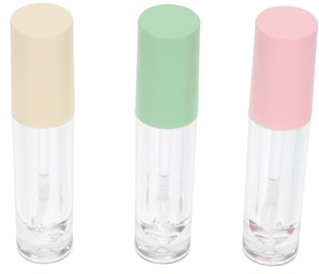 MALUGOGO 3 tubos de brillo de labios para bricolaje, cosméticos, subbotella, portátil, acrílico, plástico, ABS, tubo vacío para uso en interiores, práctica, principiantes, color aleatorio