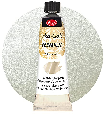 Viva Decor Inka Gold Premium 40g – Platin – Wischmetall und Gilding Wax für Glanzeffekte auf Holz, Leinwand, Ton und Beton, schnell trocknend, ideal für Patina-Effekte und DIY-Projekte