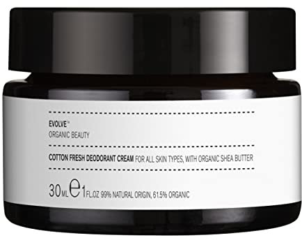 Evolve Organic Beauty Cotton Fresh Natural Deodorant Cream - Vegan - Certified Organic Deodorant (30ml)