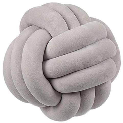 Hava Kolari Knot Kopfkissen Knotenkissen Plüsch Kissen Weiche Geknotetes Kissen Knoten Ball Kissen Dekor Bett Zimmer (27cm,Grau)