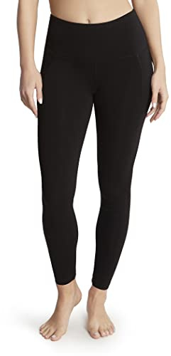 Jockey Women's Cotton Stretch Basic Ankle Legging with Side Pocket Deep Black