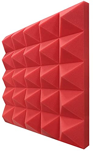 ZHAOFENGMING Coton D'isolation Phonique Mur Absorbant Intérieur Enregistrement Studio Piano Chambre Chambre Tambour Panneau Autocollant Matériel 10 Pièces Insonorisation Acoustique(Color:Rouge)