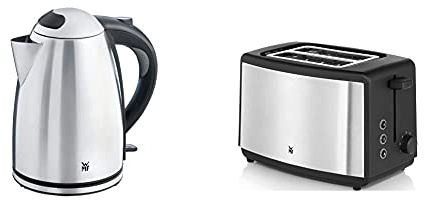WMF Stelio Wasserkocher Edelstahl 1,7l, elektrischer Wasserkocher mit Kalkfilter, 2400 W & Bueno Edition Toaster Edelstahl, Doppelschlitz Toaster mit Brötchenaufsatz,2 Scheiben,7 Bräunungsstufen,800 W