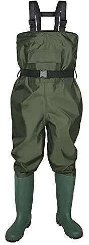 GXFXLP Wathose Herren Anglerhose Wasserdicht Watstiefel Herren Watt Fisch Teich Fischerhose Teichhose Gummi PVC Nylon Wathose mit Stiefeln Kältebeständig Gr.40-47,UK 8/EU 42