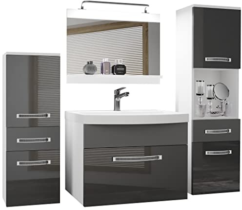 Belini mobile da bagno GLA PM 5 lavabo, grigio lucido