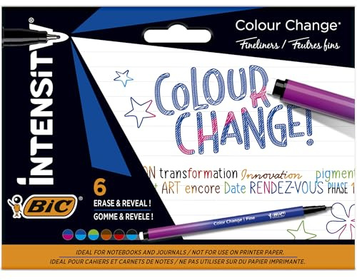 BIC CEL1012091 Intensity Marker, feine Spitze, 0,4 mm, 6 Stück, verschiedene Farben