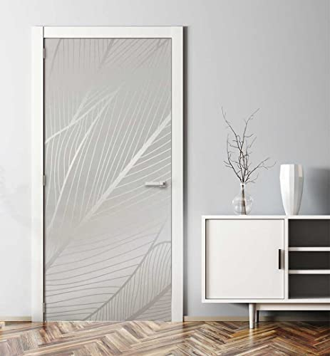 MyMaxxi - Tür bekleben mit Türtapete Türposter Türfolie Selbstklebend 90x200 Blumenmuster Zeichnung groß - Tür verschönern Türaufkleber Türklebefolie Blüte Pflanze grau