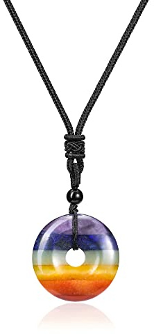 JSDDE Chakra-Amulett Kette aus Edelstein Kreisring Glücksbringer für Damen und Herren