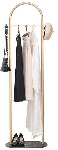 Cre Cra Marmor Kleiderständer,Garderobenständer,Kleiderstange,Eckgarderobe,Ständermantel Rad Gold Runde Rohr Kleidung Rack Kleidungsständer,kleiner Kleiderständer metall(Size:50x30x170CM,Golden)