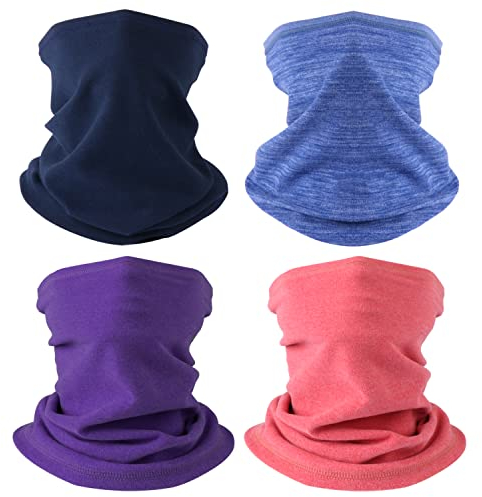 HEGCOIIE 4 Stück Kinder Schlauchschal Fleece Loop Schal Halswärmer Halstuch Winddicht Ski Maske Warmer für Outdoor Sports (Mischfarbe-B)