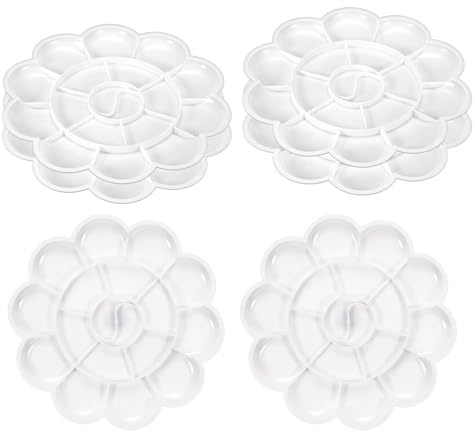 PATIKIL 6Pcs Paint Tray Palette, 7.5/19cm Painting Palette Plastic Palette Flower Shape for Watercolor Gouache Painting Art Craft DIY Project, White