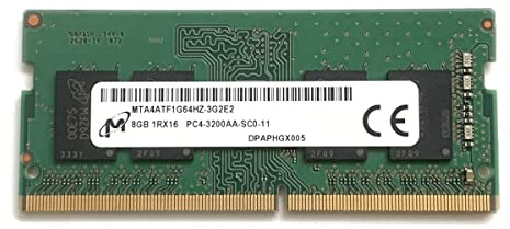 Micron Mémoire RAM SODIMM 8 Go DDR4 3200 PC4 1Rx16 MTA4ATF1G64HZ-3G2 260 broches SO-DIMM pour ordinateur portable Dell HP Lenovo et autres systèmes
