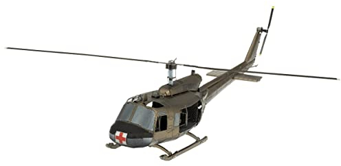 Fascinations ME1003 Metal Earth Metallbausätze - Hubschrauber Helicopter Huey UH-1, lasergeschnittener 3D-Konstruktionsbausatz, 3D Metall Puzzle, DIY Modellbausatz mit 2.25 Metallplatine, ab 14 Jahre