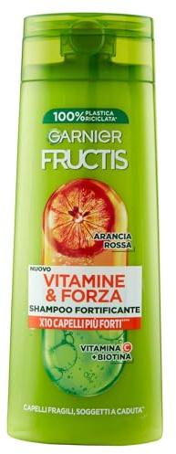 Garnier Fructis stärkendes Shampoo für brüchiges Haar, Anti-Haarbruch, für kräftiges und gesundes Haar, mit Vitamin C und Biotin, Vitamine & Stärke, 250 ml