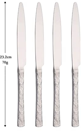 Set di posate Matte Kitchen Stoviglie vintage Set di stoviglie in acciaio inossidabile 304 Coltello Forchetta Cucchiaino Posate Set di posate Posate per feste Acciaio inossidabile (4 cucchiaini da tè)