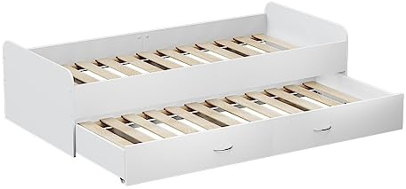 Oskar Store Letto per bambini Jaspar, Bianco, 204 x 94 cm con rete a doghe, senza materasso