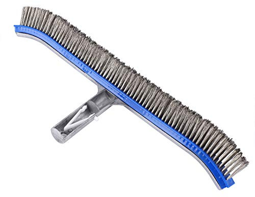 KIMISS Schwimmbad-Stahlbürste, Stahlbürste, Silber, Aluminium, Edelstahl, 45,7 cm, Schwimmbad-Stahlbürste, Bodenreinigungstücher für Teich, Spa, Heiße Quelle
