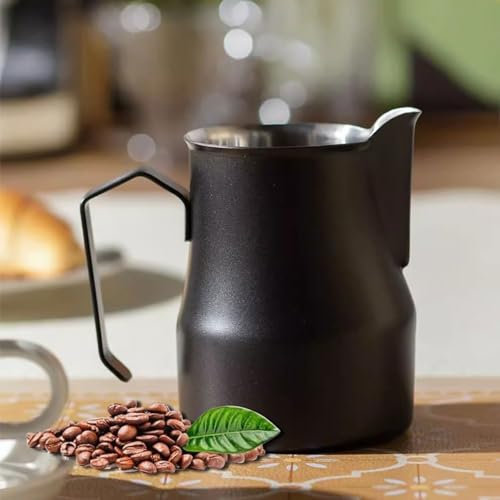 Caraffa per schiumare il latte Acciaio inossidabile 304,Cappuccino caffè latte tazze Frother Brocche fumanti da 12 oz/17oz,Brocca per lattiera,Perfetta per macchine da caffè espresso ( Color : Black ,