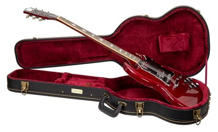 Crossrock SG Electric Guitar Case -Vintage Hardware, Sponge Lining, Metal Feet, Storage Space-Black (CRW520SGBK)