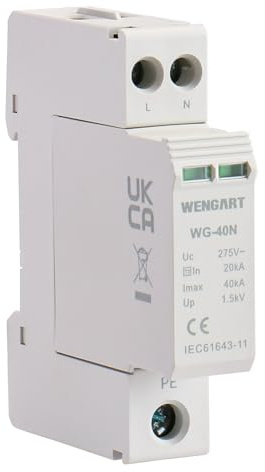 Wengart Mini överspänningsskyddsanordning WG-40N, 2P 18 mm bredd, TUV-certifiering, lågspänningsskydd blixt överspänningsskydd (2P)