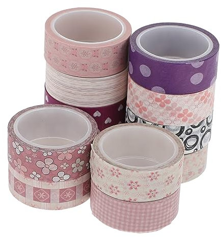NUOBESTY 12 Rollen Buntes Washi Tape für Scrapbooking und Junk Journal Dekoratives Klebeband aus Japan Papier