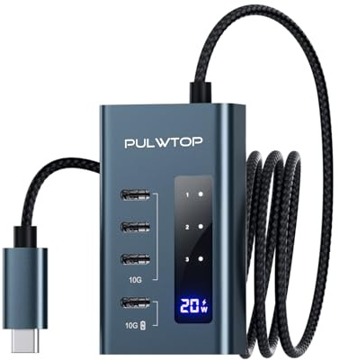 USB C Hub for Laptop 4 in 1 10Gbps USB Adapter Support Data & Charging | PULWTOP 10Gbps USB Adapter Support Data & 20W Charging(Not Support Video), USB Hub or iMac, MacBook Pro/Air, iPad, XPS