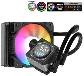 GAMEPOWER Skadi Square aio Wasserkühlung, 120mm, Flüssigkeitskühler, 1x ARGB PWM Lüfter, mit Pump RPM CPU Display, für AMD/AM4/AM5, Intel LGA1150/1151/1155/1156/1200/2011/1700/1851