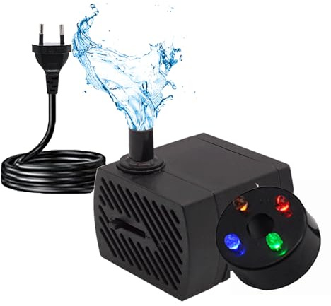 1 mini pompa dell'acqua, pompa per acquario, ultra silenziosa, con cavo di alimentazione da 1,5 m, 350 l/h, 5 W, pompa sommergibile, pompa per fontane, acquario, stagno, giardino, fontana. Dotato di